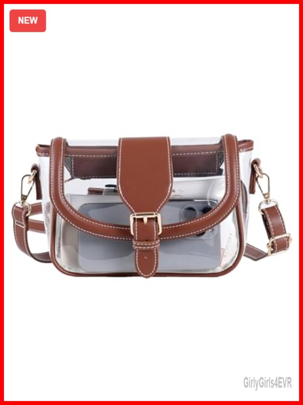 Clear Crossbody Bag for Stadium Events Waterproof Saddle Purse Concert Sport